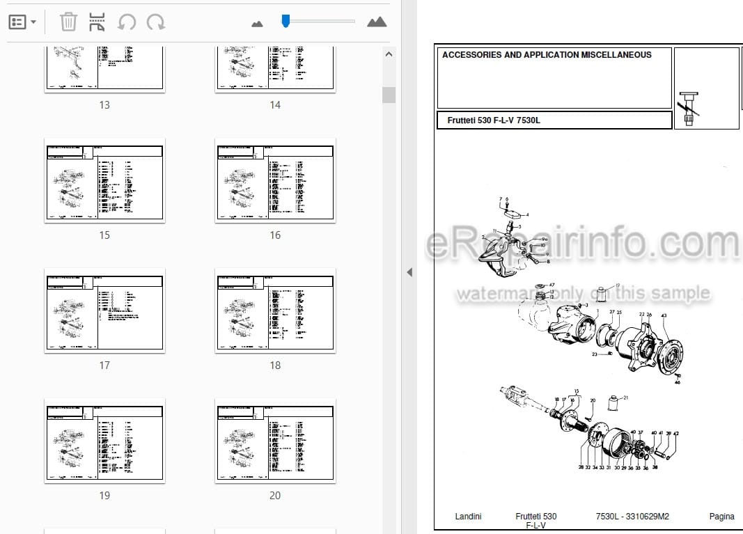 Photo 3 - Landini Frutteti 7530L Parts Catalog Tractor 3310629M2