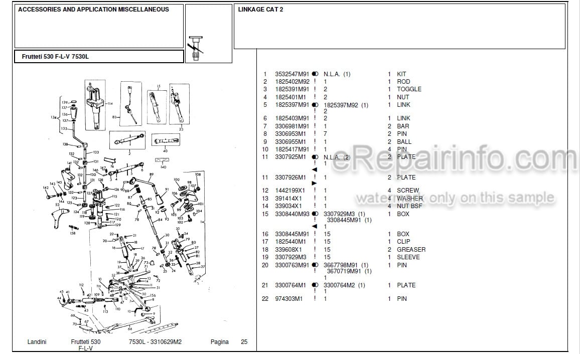 Photo 5 - Landini Frutteti 7530L Parts Catalog Tractor 3310629M2