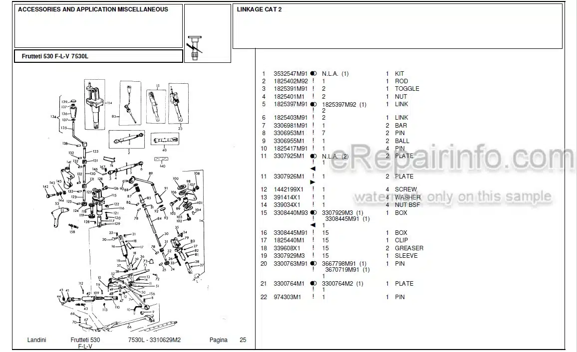 Photo 6 - Landini Frutteti 7530L Parts Catalog Tractor 3310629M2