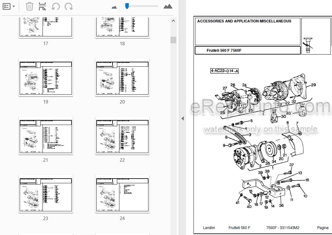 Photo 3 - Landini Frutteti 7560F Parts Catalog Tractor 3311543M2