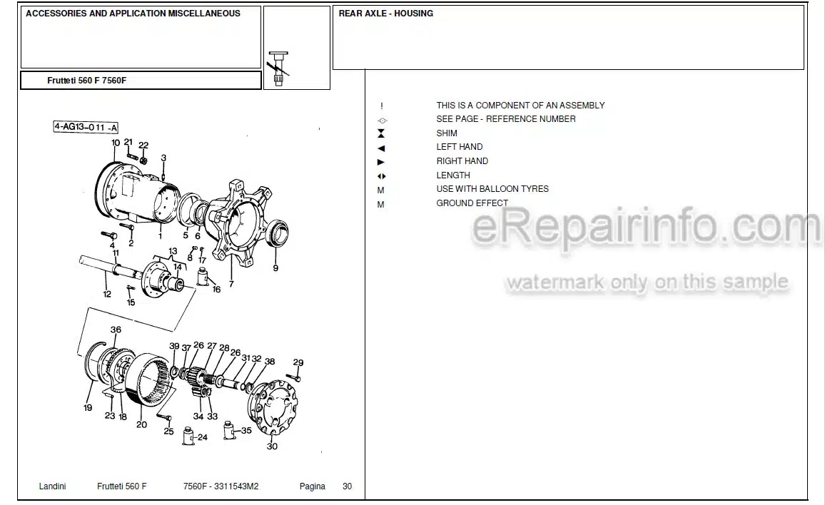 Photo 5 - Landini Frutteti 7560F Parts Catalog Tractor 3311543M2