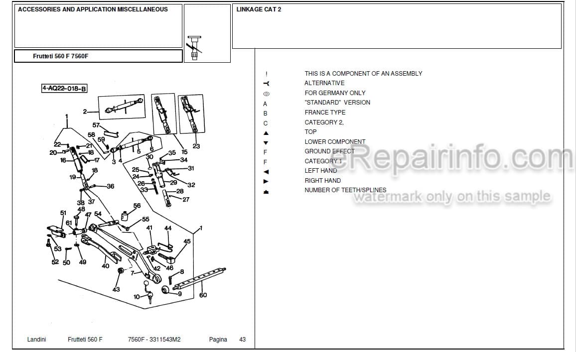 Photo 4 - Landini Frutteti 7560F Parts Catalog Tractor 3311543M2