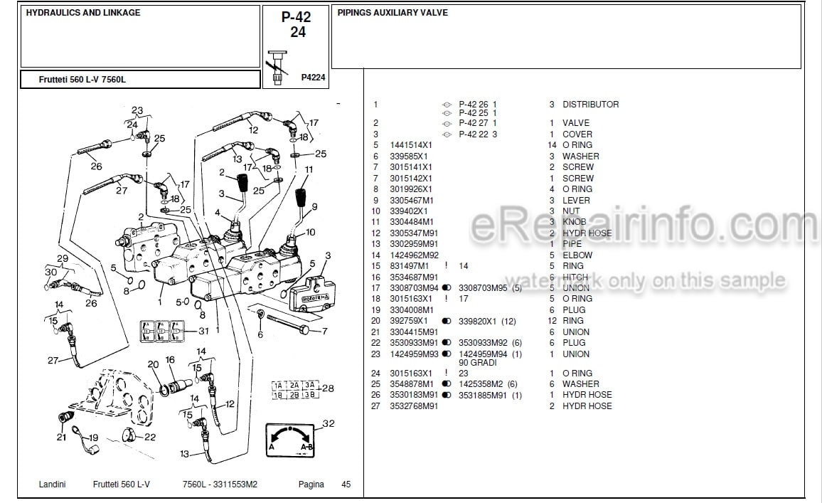 Photo 4 - Landini Frutteti 7560L Parts Catalog Tractor 3311553M2