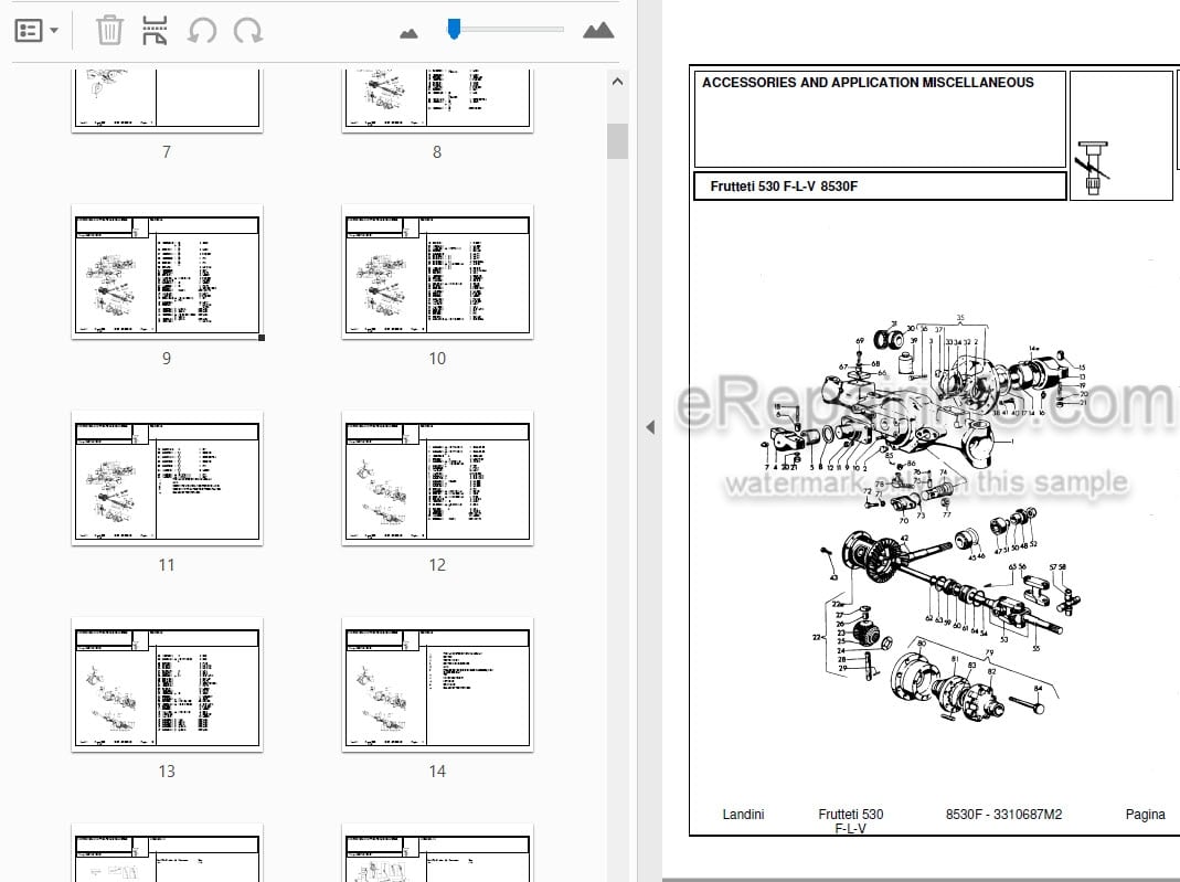 Photo 4 - Landini Frutteti 8530F Parts Catalog Tractor 3310687M2