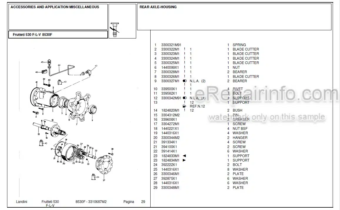 Photo 3 - Landini Frutteti 8530F Parts Catalog Tractor 3310687M2