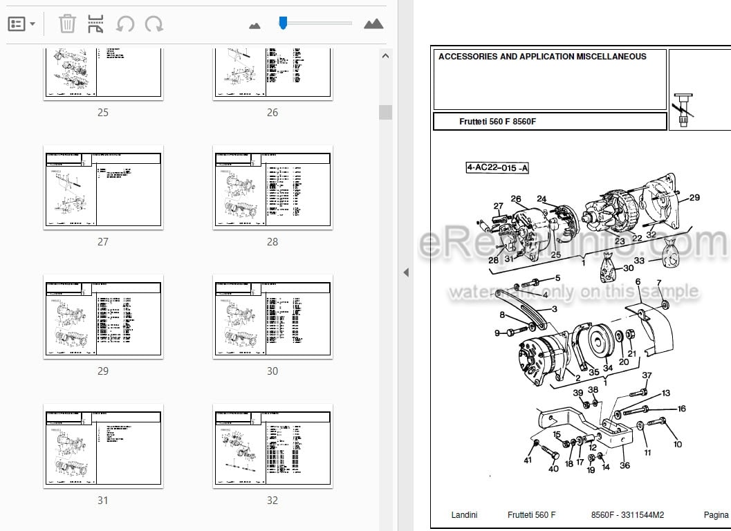 Photo 3 - Landini Frutteti 8560F Parts Catalog Tractor 3311544M2