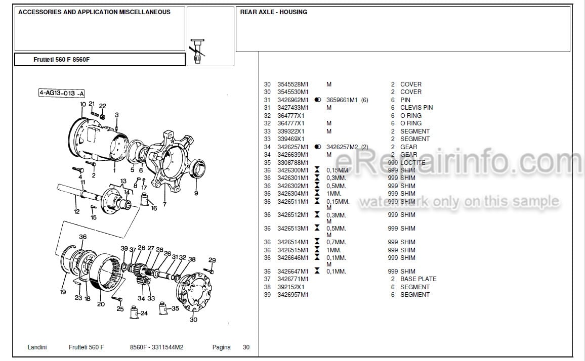 Photo 12 - Landini Frutteti 8560F Parts Catalog Tractor 3311544M2