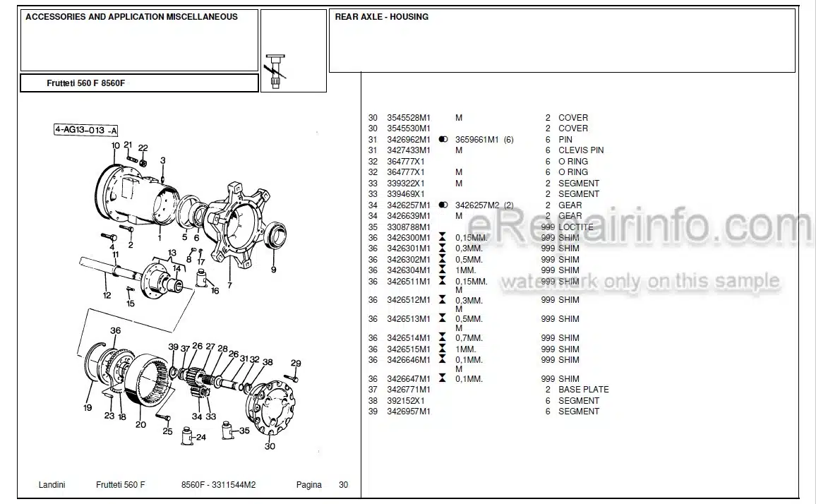 Photo 1 - Landini Frutteti 8560F Parts Catalog Tractor 3311544M2