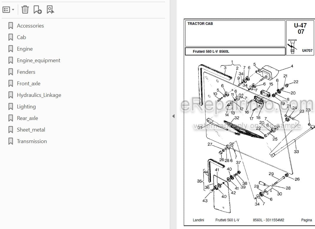 Photo 3 - Landini Frutteti 8560L Parts Catalog Tractor 3311554M2