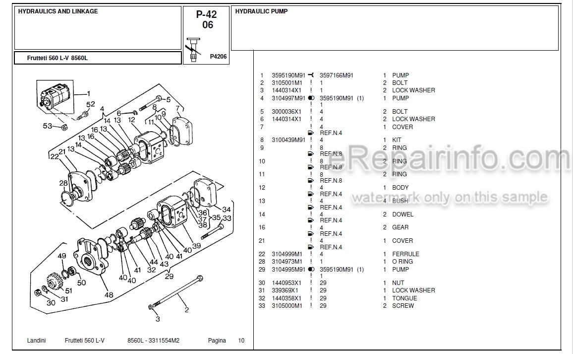 Photo 4 - Landini Frutteti 8560L Parts Catalog Tractor 3311554M2