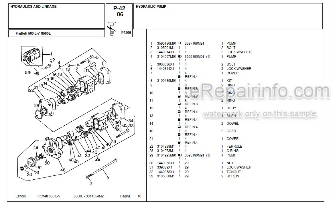 Photo 4 - Landini Frutteti 8560L Parts Catalog Tractor 3311554M2
