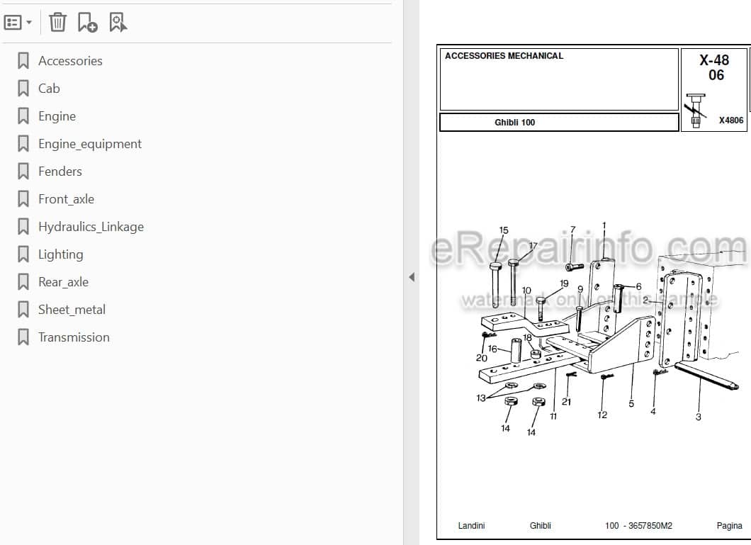 Photo 3 - Landini Ghibli 100 Parts Catalog Tractor 3657850M2