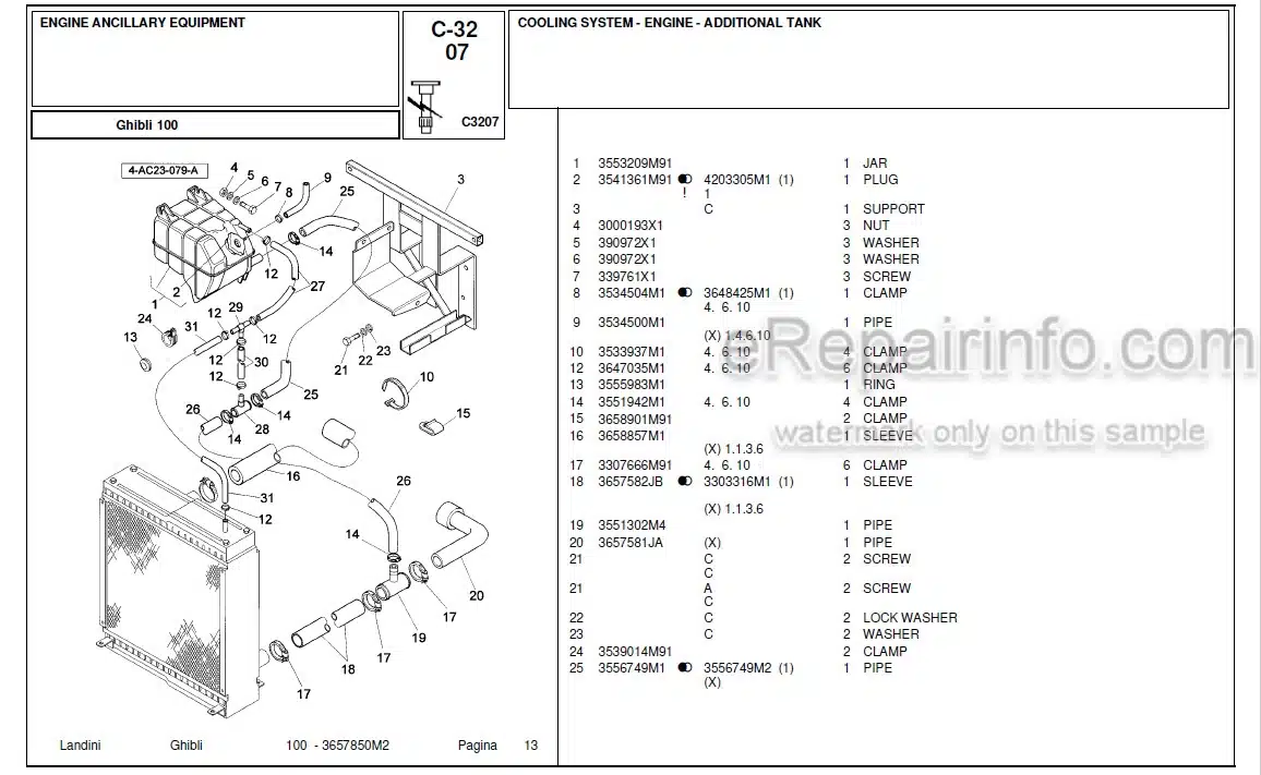 Photo 6 - Landini Ghibli 95 Parts Catalog Tractor 3678324M1