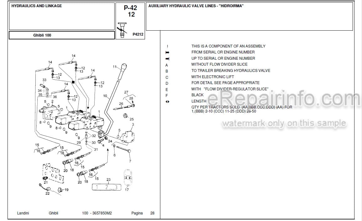 Photo 4 - Landini Ghibli 100 Parts Catalog Tractor 3657850M2