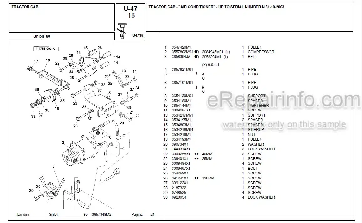 Photo 1 - Landini Ghibli 80 Parts Catalog Tractor 3657848M2