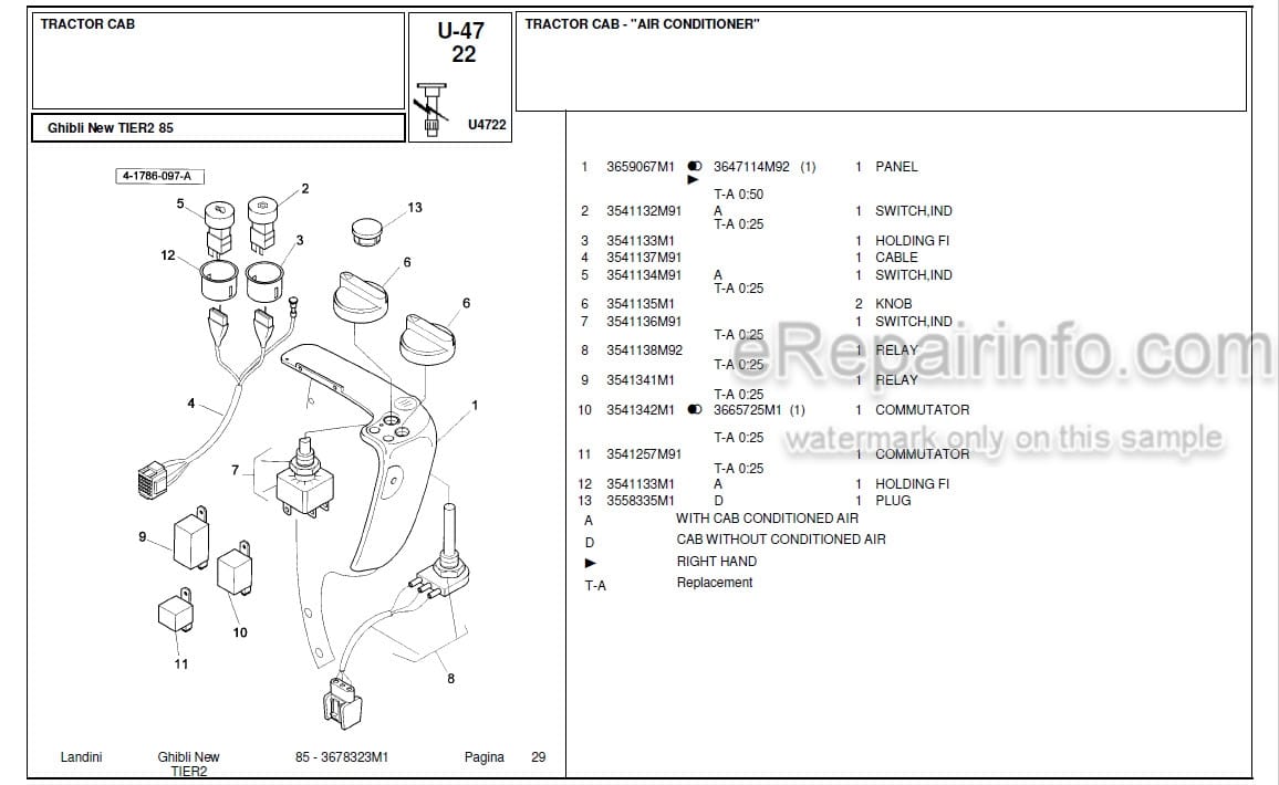 Photo 11 - Landini Ghibli 85 Parts Catalog Tractor 3678323M1