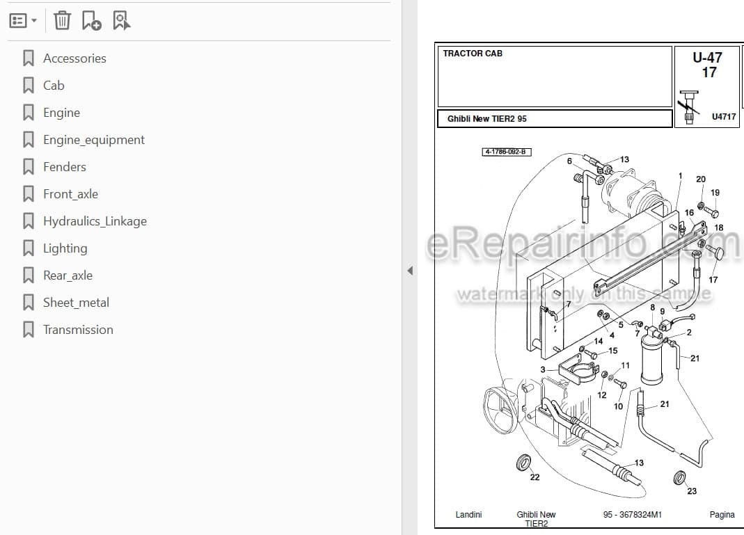 Photo 3 - Landini Ghibli 95 Parts Catalog Tractor 3678324M1