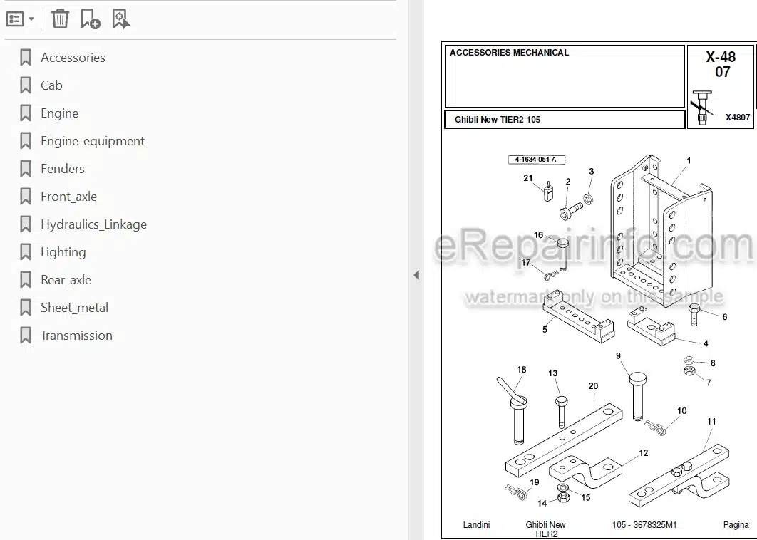 Photo 3 - Landini Ghibli New Tier 2 105 Parts Catalog Tractor 3678325M1