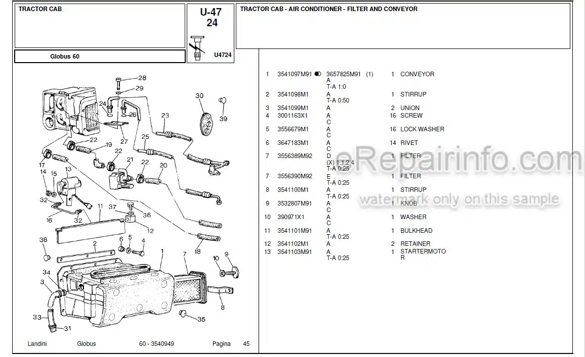 Photo 5 - Landini Globus 60 Parts Catalog Tractor 3540949