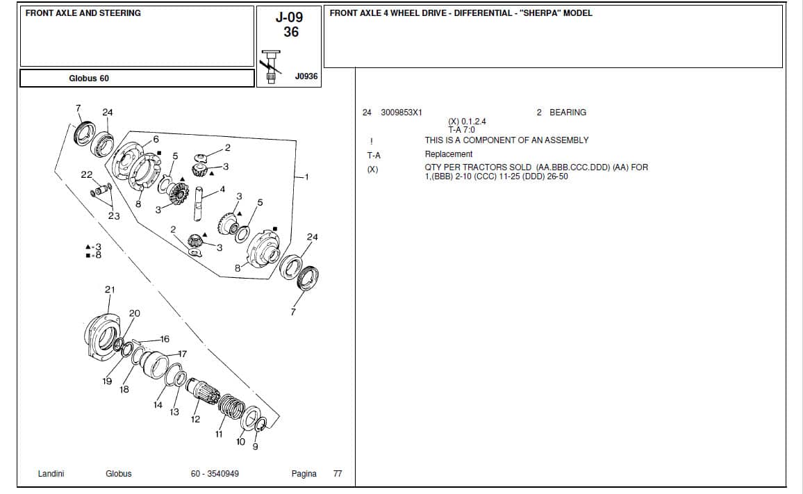 Photo 4 - Landini Globus 60 Parts Catalog Tractor 3540949