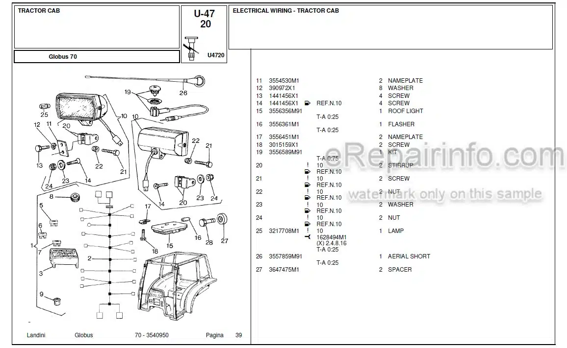 Photo 12 - Landini Globus 70 Parts Catalog Tractor 3540950