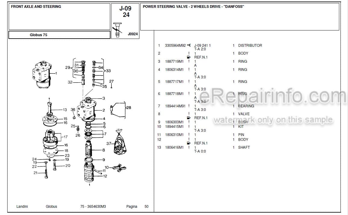 Photo 5 - Landini Globus 75 Parts Catalog Tractor 36544630M3