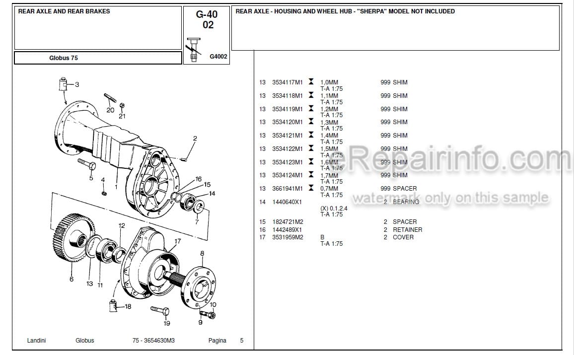 Photo 4 - Landini Globus 75 Parts Catalog Tractor 36544630M3