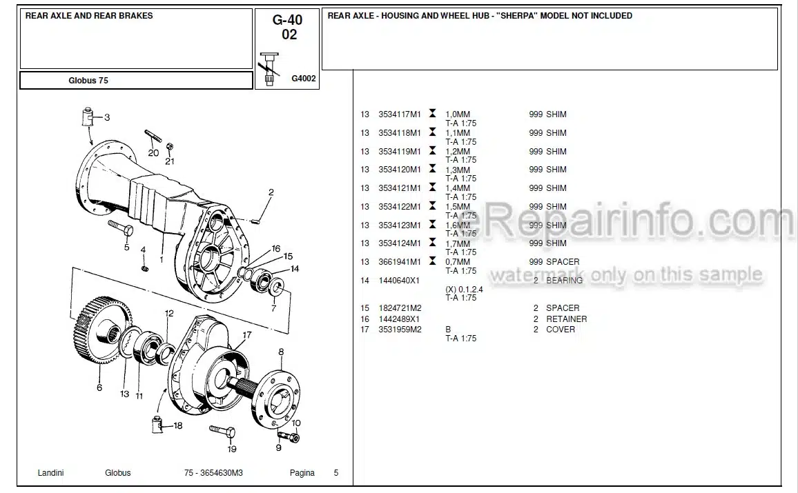Photo 4 - Landini Globus 75 Parts Catalog Tractor 36544630M3