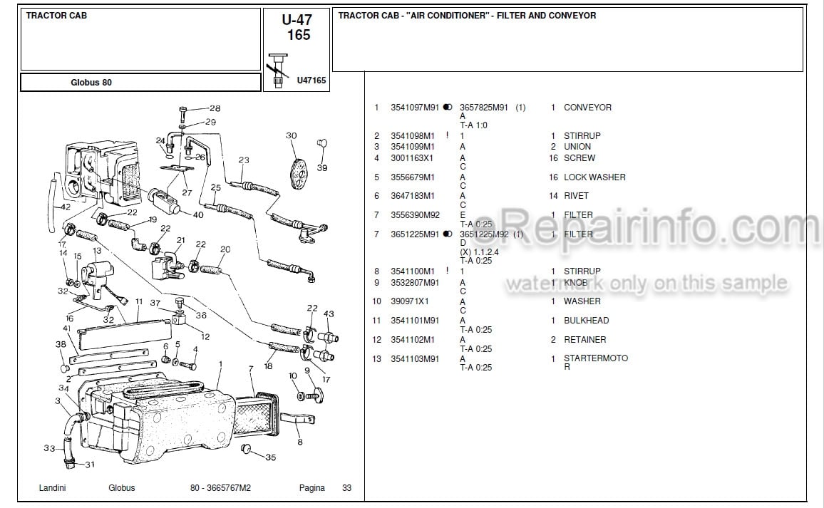 Photo 6 - Landini Globus 80 Parts Catalog Tractor 3665767M2