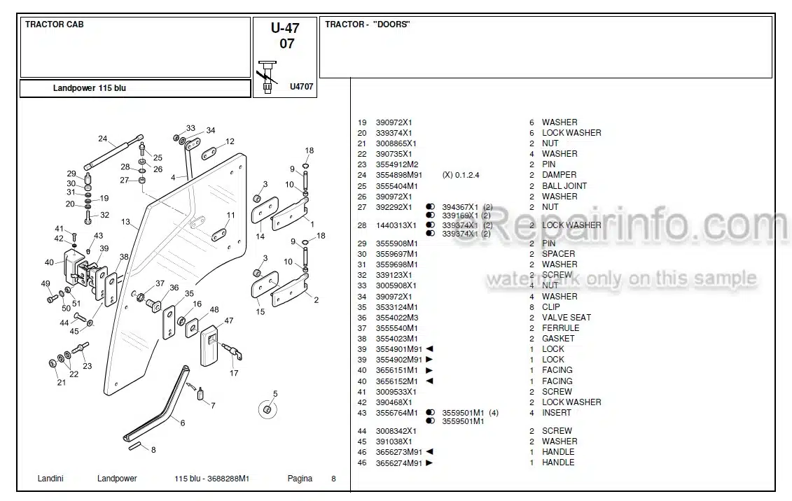 Photo 7 - Landini Landpower 115 Parts Catalog Tractor 3688288M1