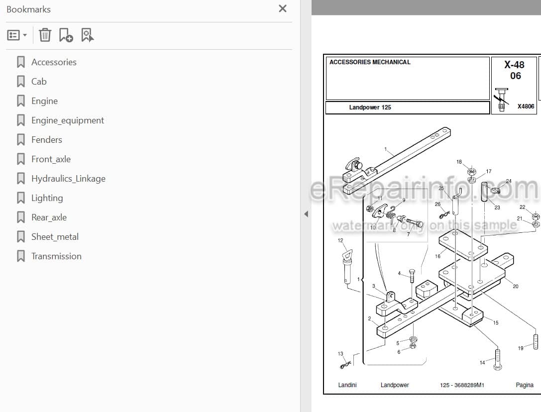 Photo 3 - Landini Landpower 125 Parts Catalog Tractor 3688289M1