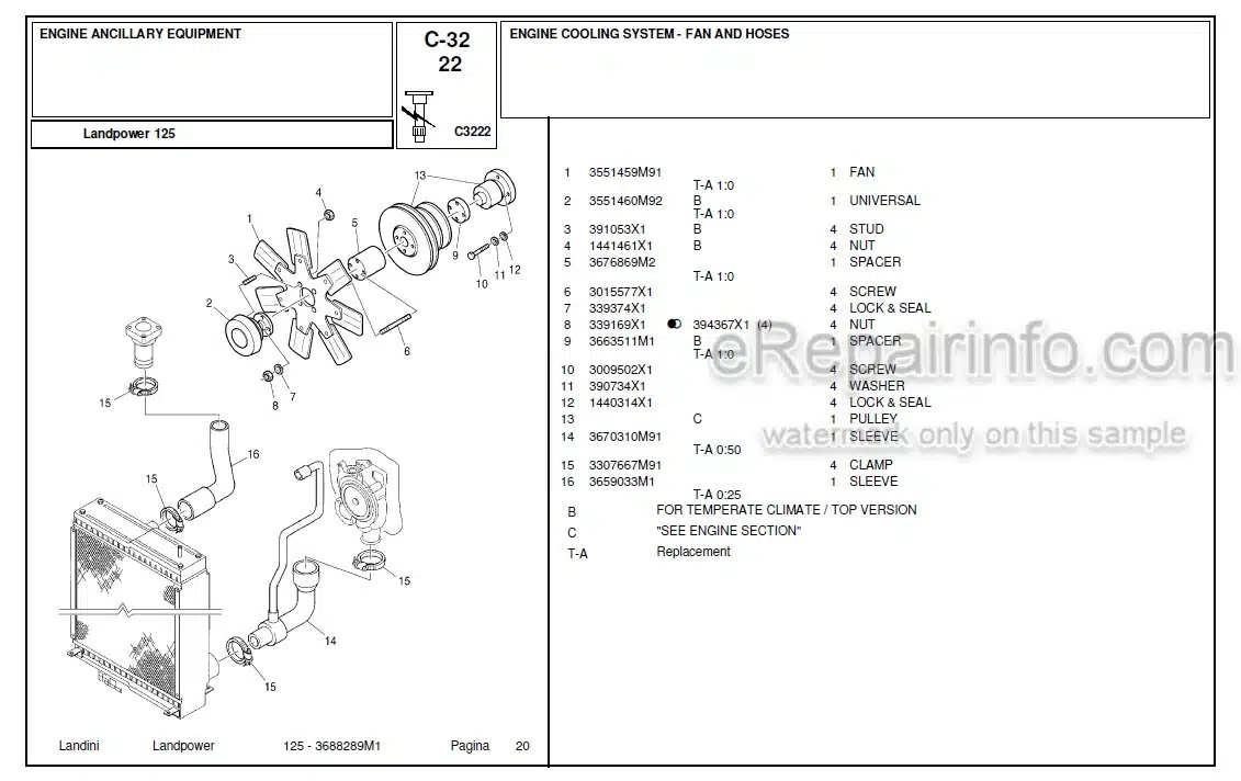 Photo 6 - Landini Landpower 125 Parts Catalog Tractor 3688289M1