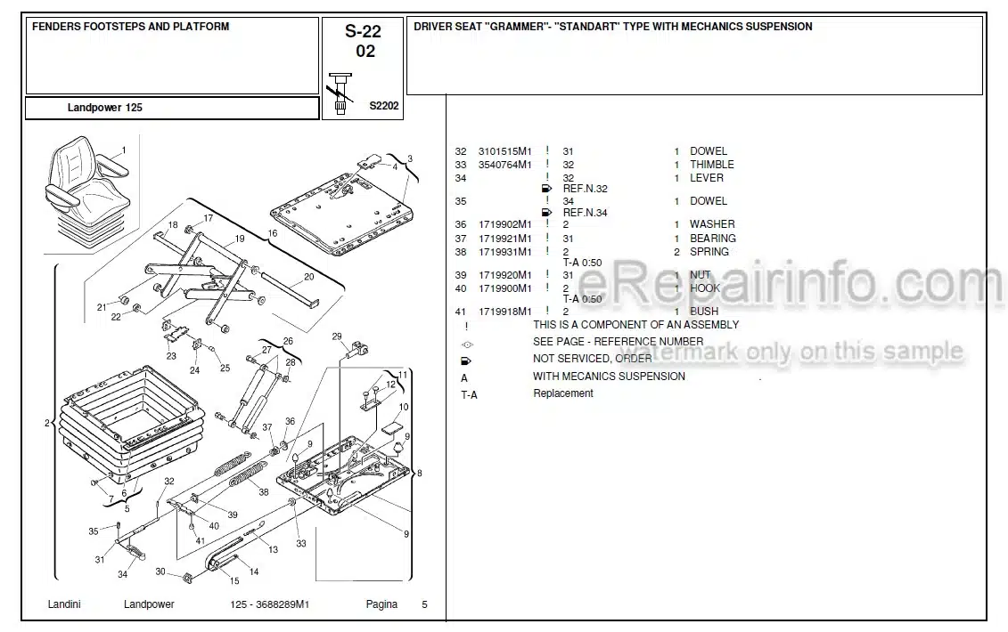 Photo 4 - Landini Landpower 125 Parts Catalog Tractor 3688289M1