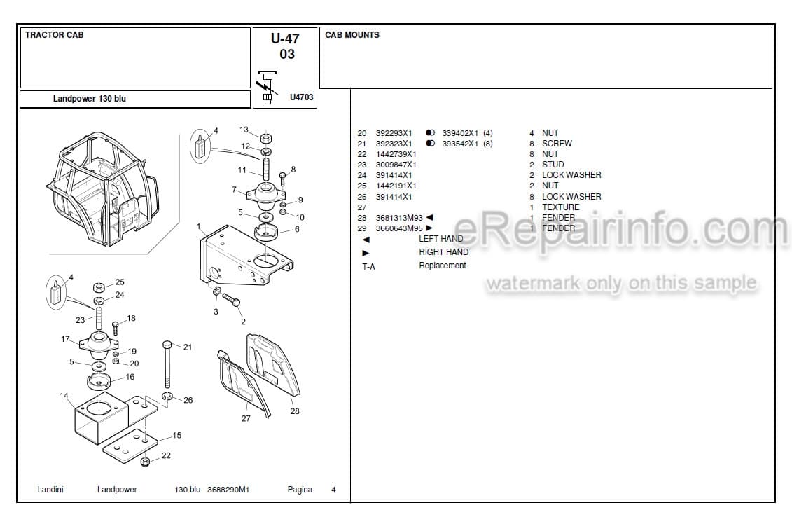 Photo 5 - Landini Landpower 135 Parts Catalog Tractor 3688291M1