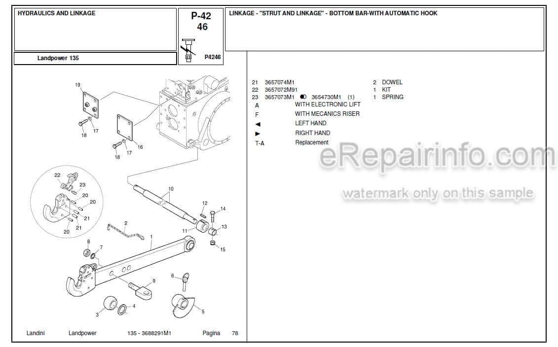 Photo 4 - Landini Landpower 135 Parts Catalog Tractor 3688291M1