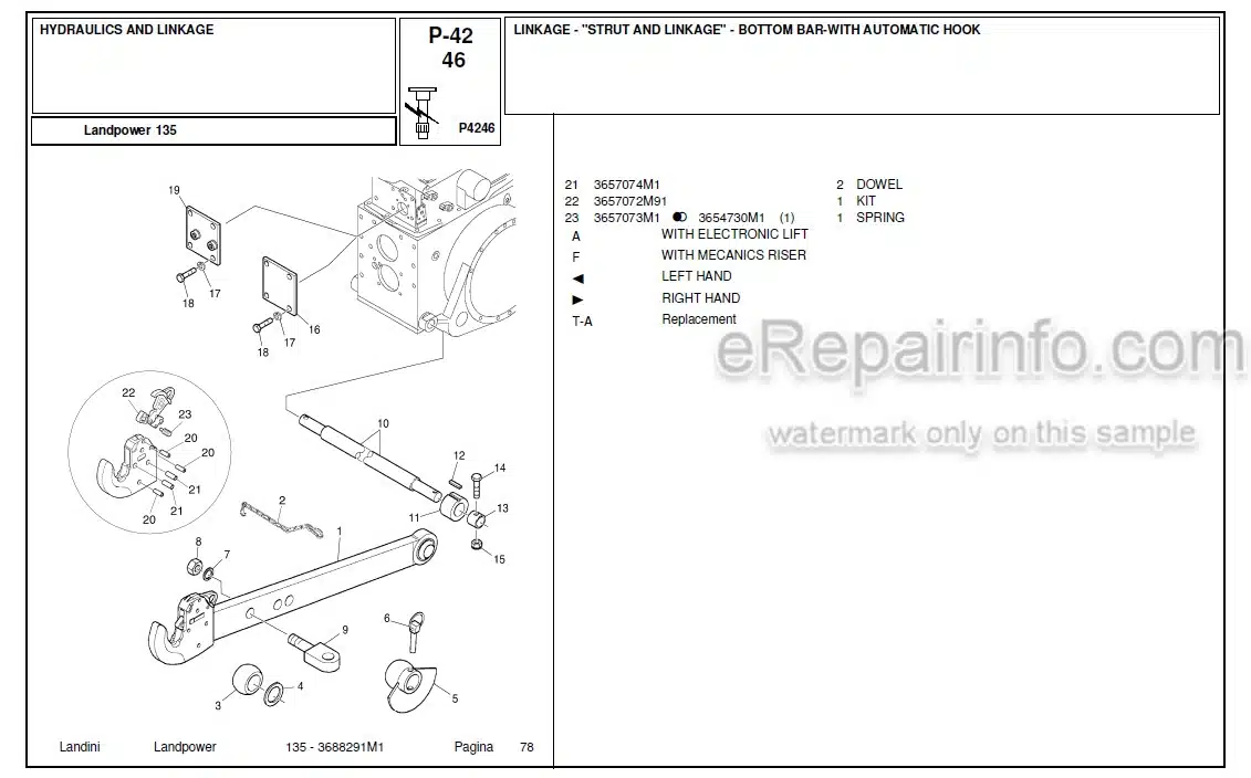 Photo 4 - Landini Landpower 135 Parts Catalog Tractor 3688291M1