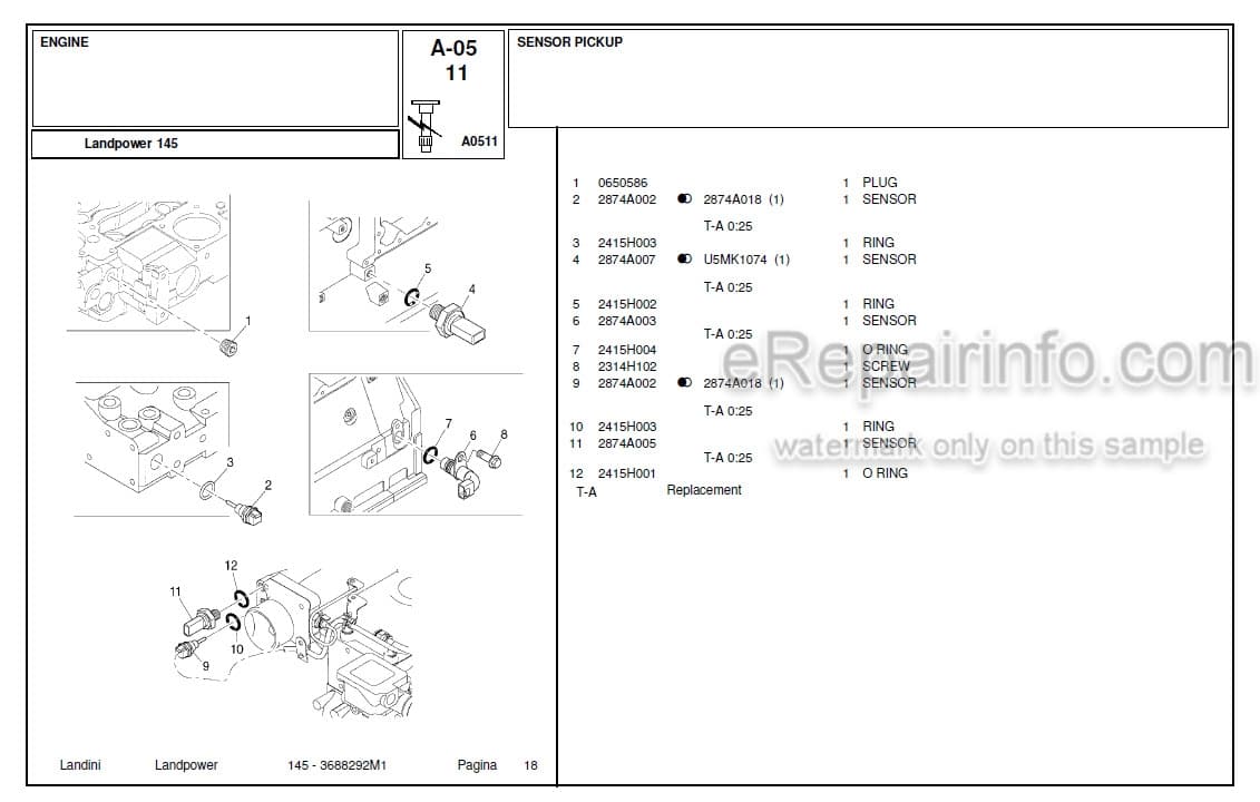 Photo 4 - Landini Landpower 145 Parts Catalog Tractor 3688292M1