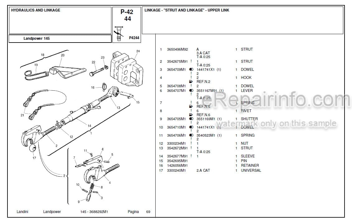 Photo 6 - Landini Landpower 135 Parts Catalog Tractor 3688291M1