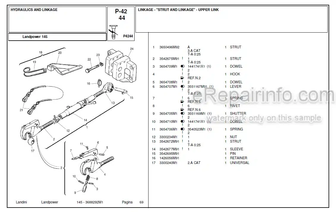 Photo 5 - Landini Landpower 160 Parts Catalog Tractor 3688293M1