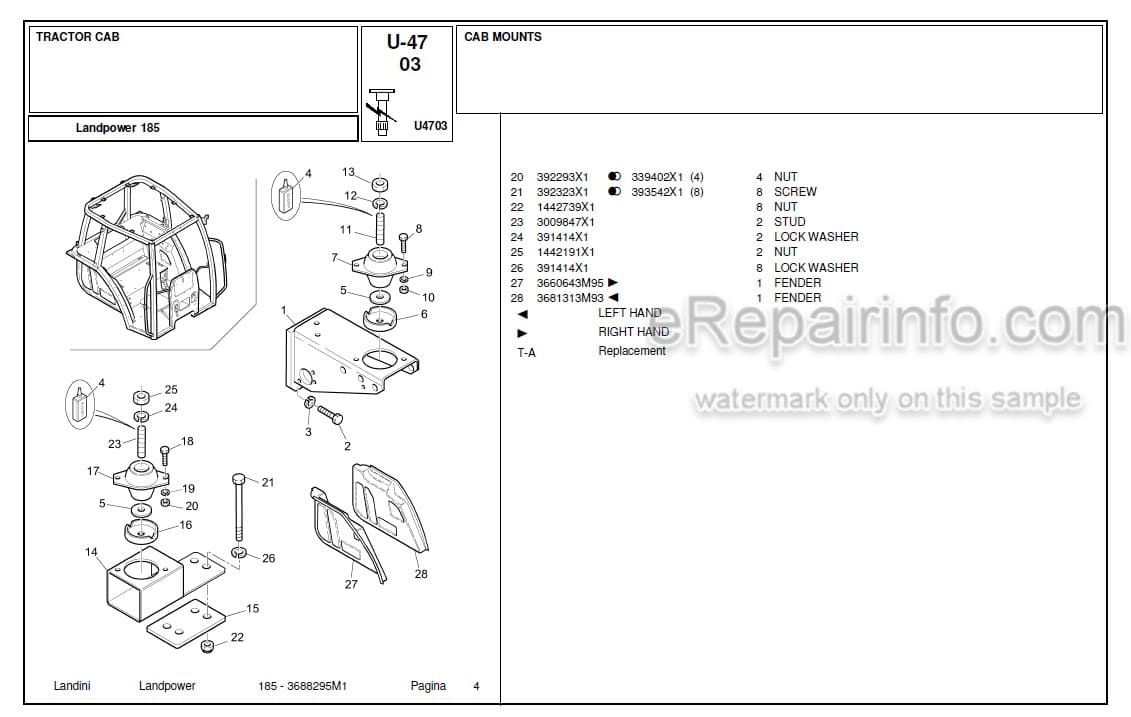 Photo 6 - Landini Landpower 165 Parts Catalog Tractor 3688294M1