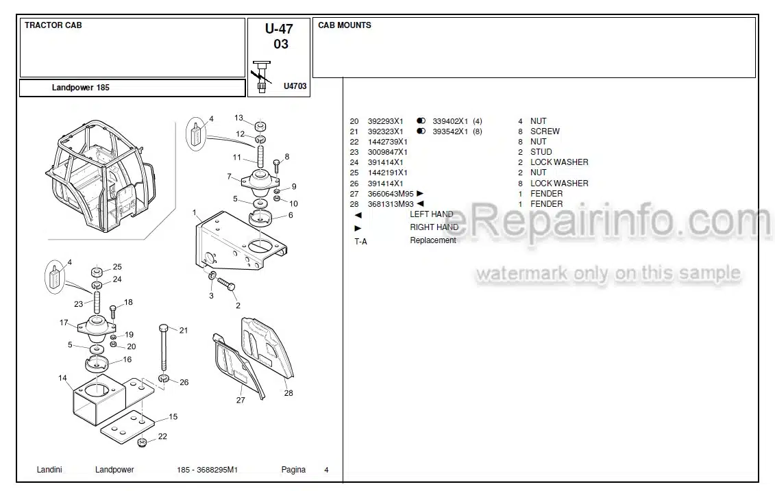 Photo 5 - Landini Landpower 185 Parts Catalog Tractor 3688295M1