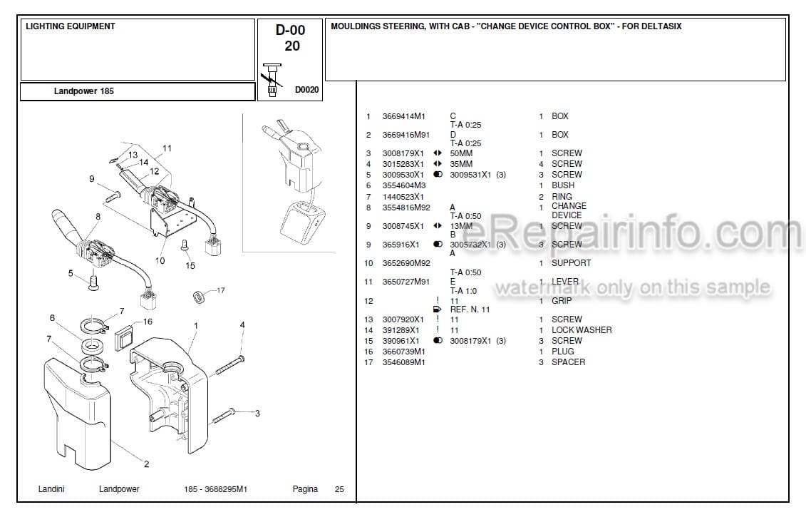 Photo 4 - Landini Landpower 185 Parts Catalog Tractor 3688295M1