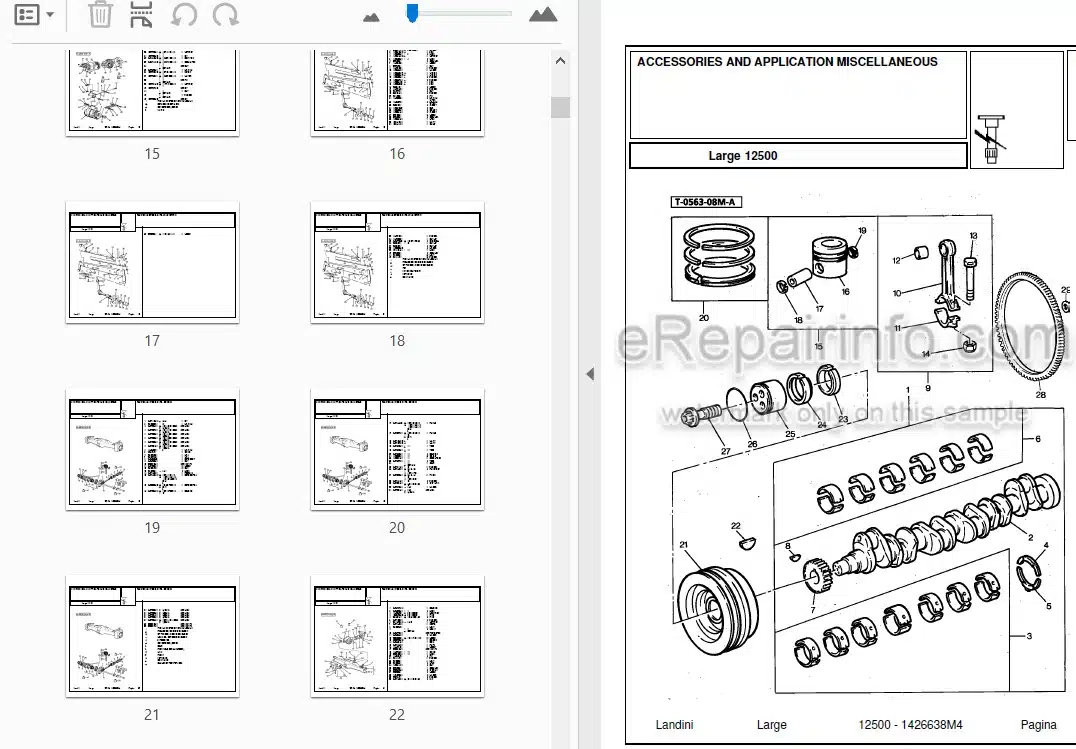 Photo 3 - Landini Large 12500 Parts Catalog Tractor 1426638M4