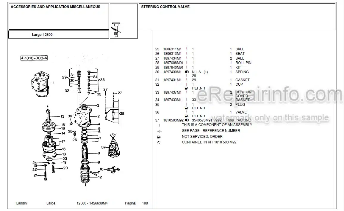 Photo 4 - Landini Large 12500 Parts Catalog Tractor 1426638M4