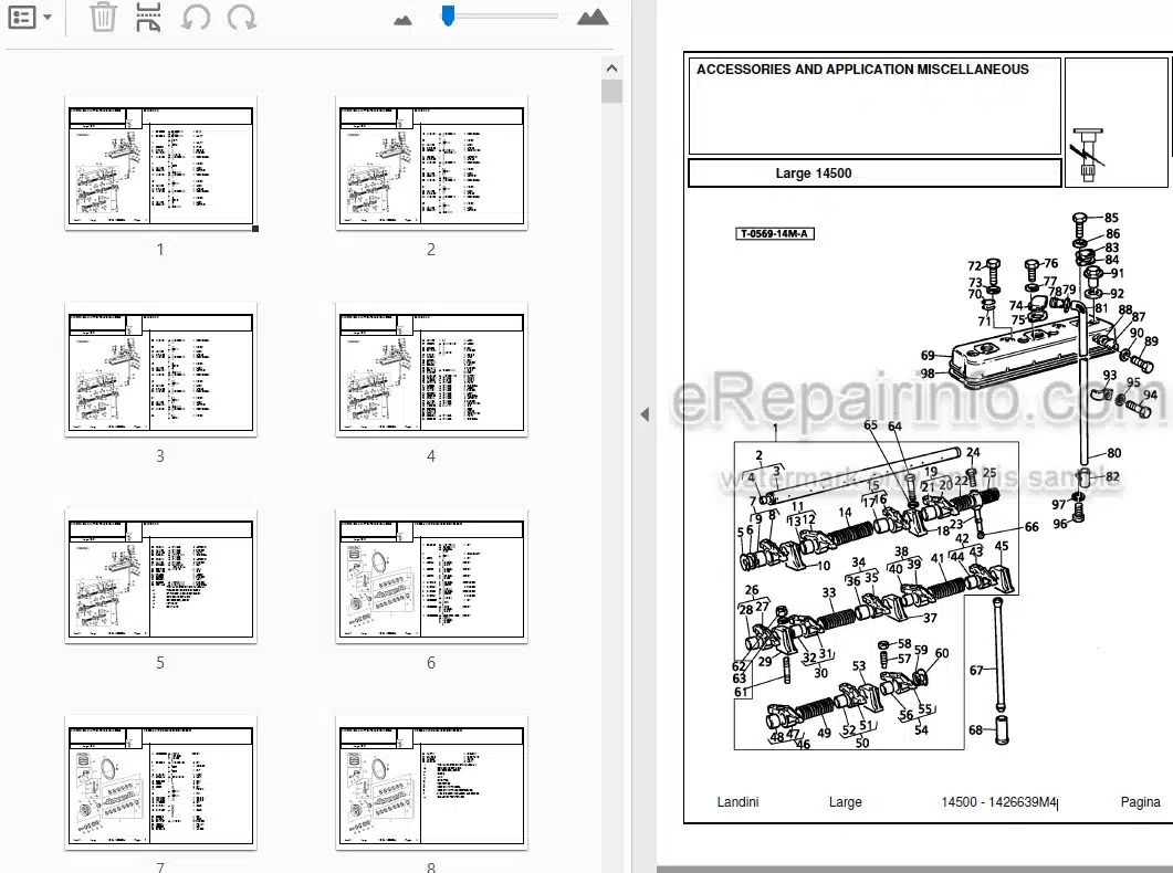 Photo 3 - Landini Large 14500 Parts Catalog Tractor 1426639M4
