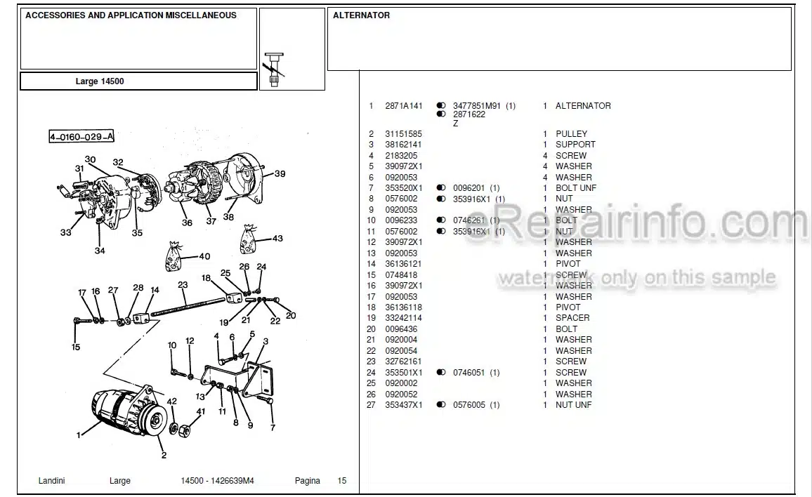 Photo 6 - Landini Large 13000 Parts Catalog Tractor 3310477M3