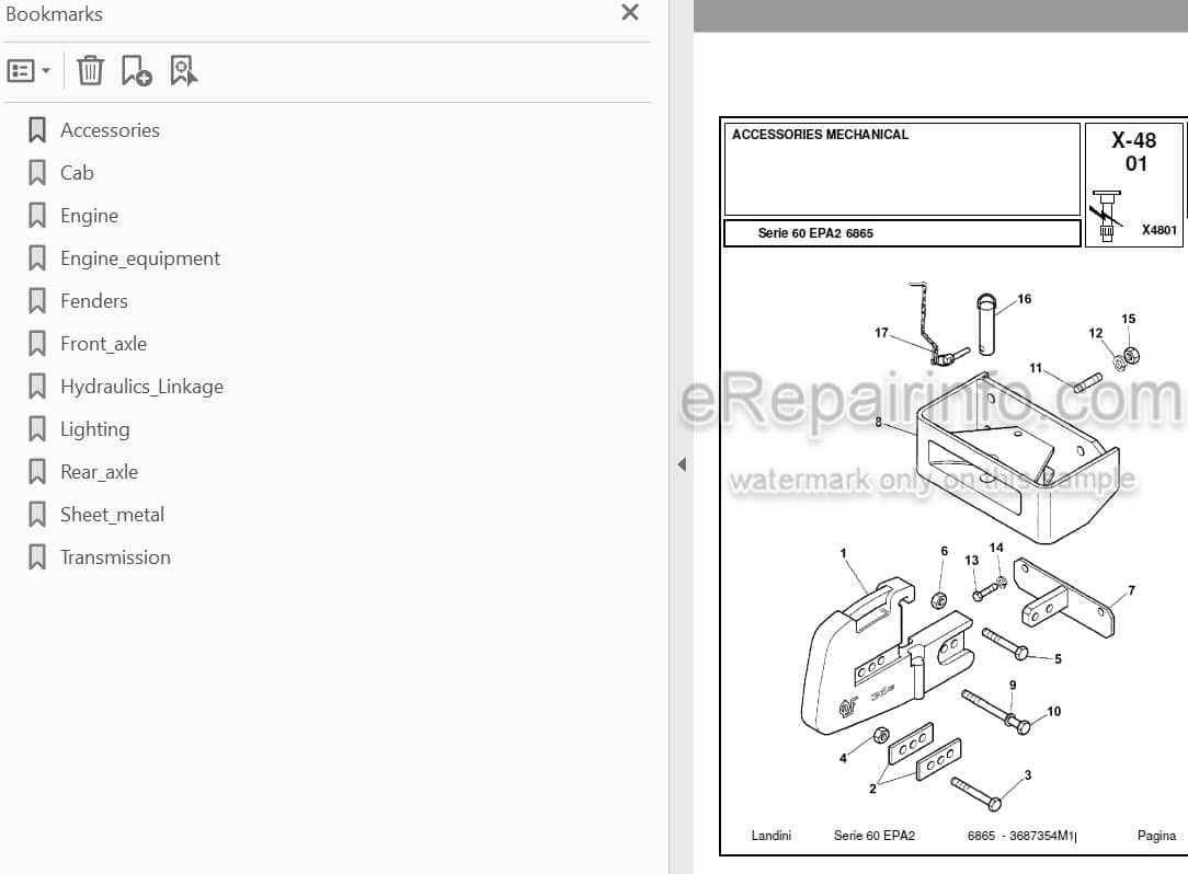 Photo 4 - Landini Serie 60 EPA2 6865 Parts Catalog Tractor 3687354M1