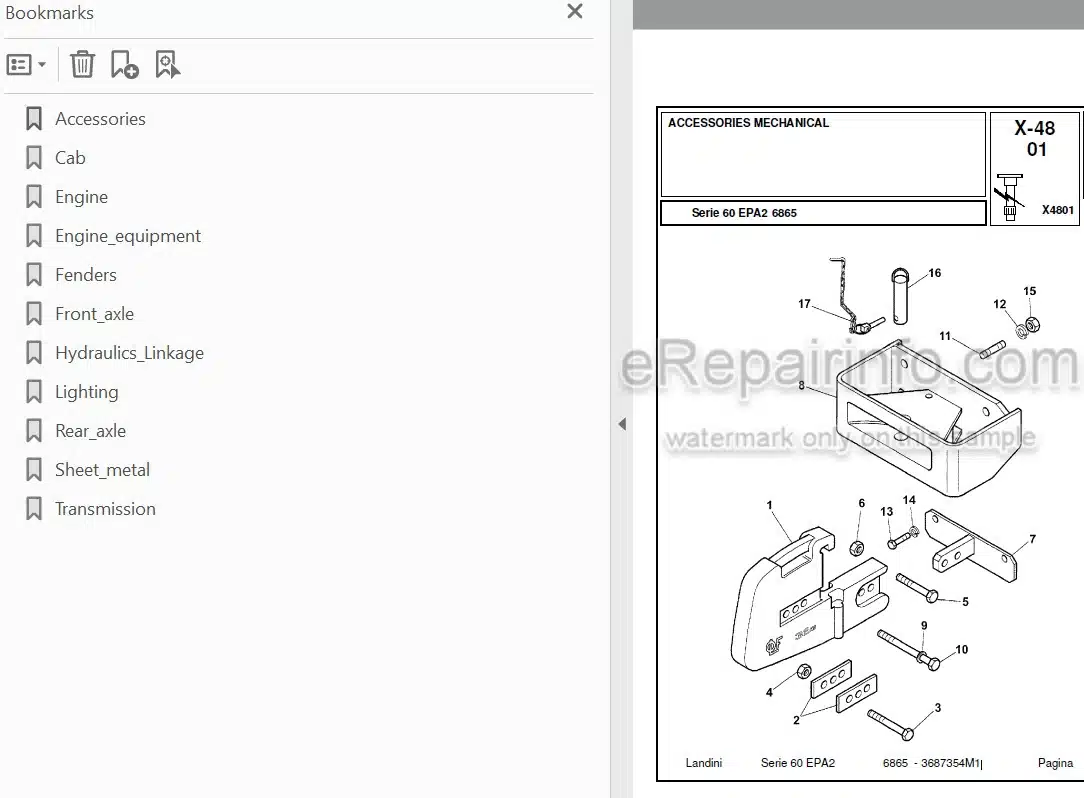 Photo 4 - Landini Serie 60 EPA2 6865 Parts Catalog Tractor 3687354M1
