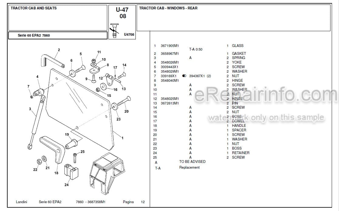 Photo 4 - Landini Serie 60 EPA2 7860 Parts Catalog Tractor 3687359M1