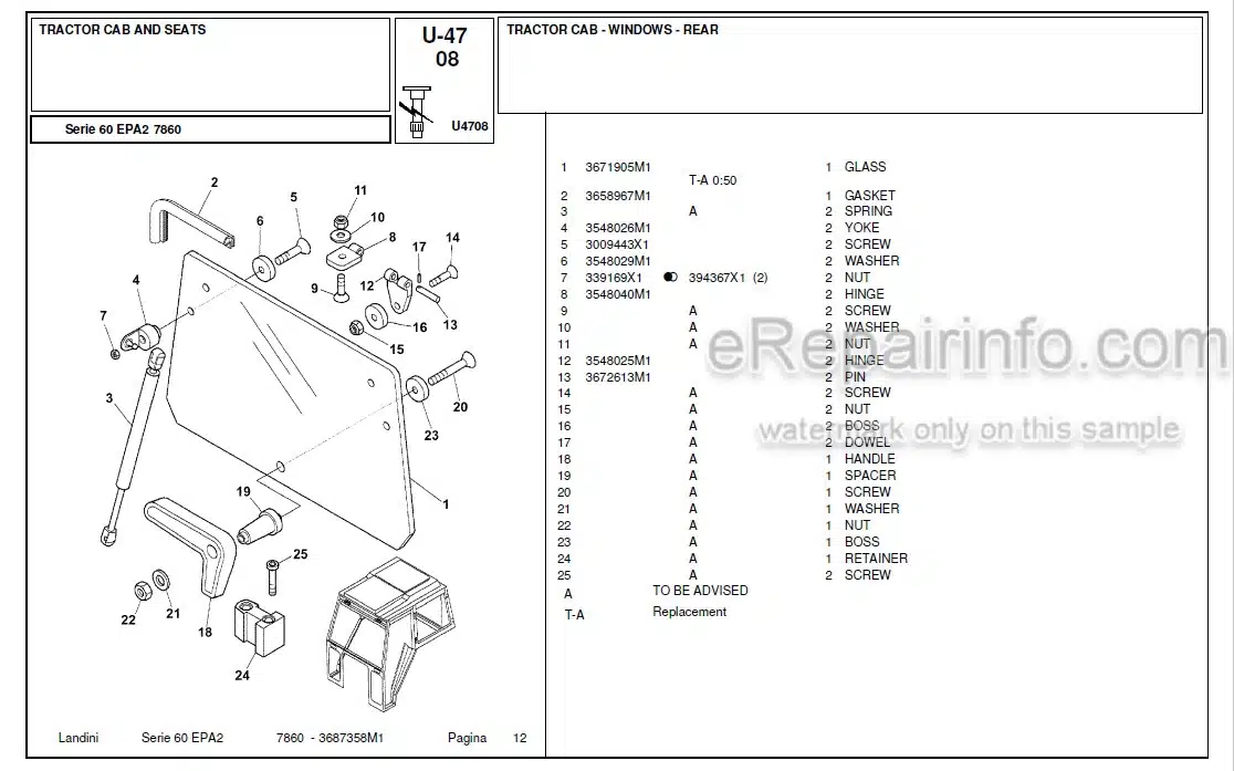 Photo 2 - Landini Serie 60 EPA2 7860 Parts Catalog Tractor 3687359M1